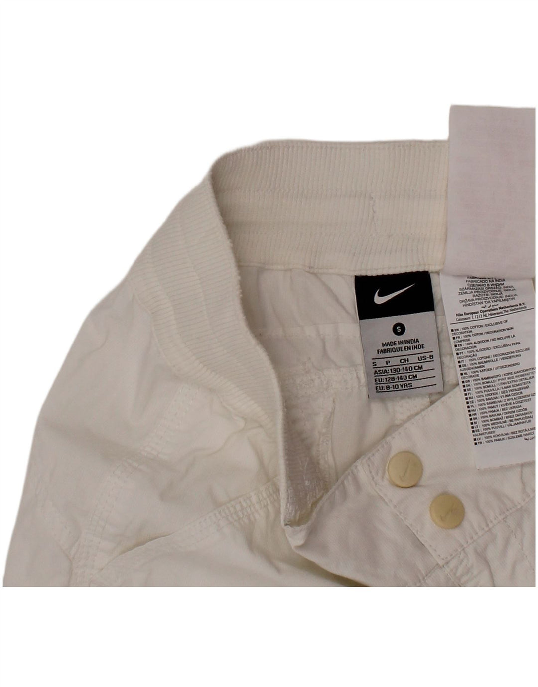 NIKE Chino-Shorts für Jungen, 8–9 Jahre, Größe S, W26, weiße Baumwolle