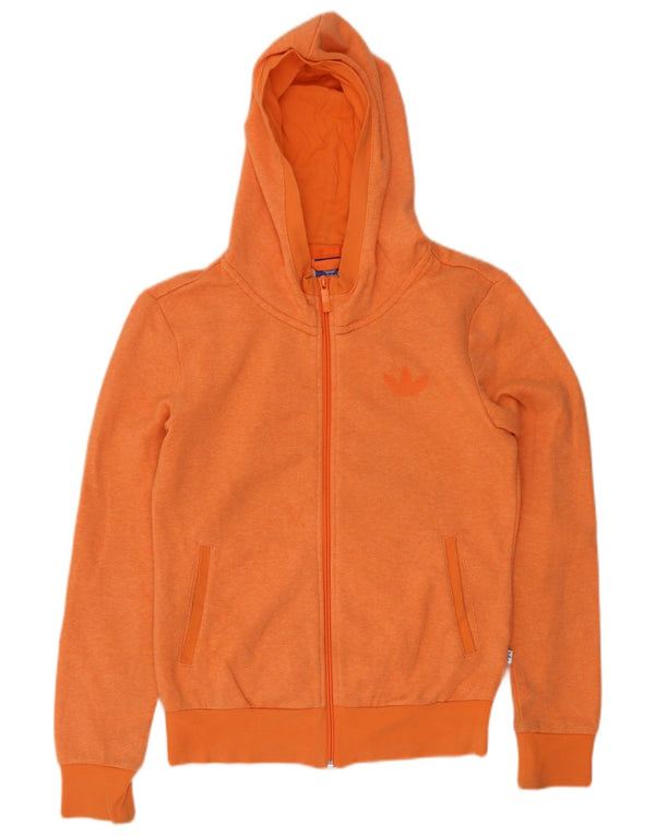 Adidas Damen Zip Hoodie Pullover UK 8 Small Orange Baumwolle