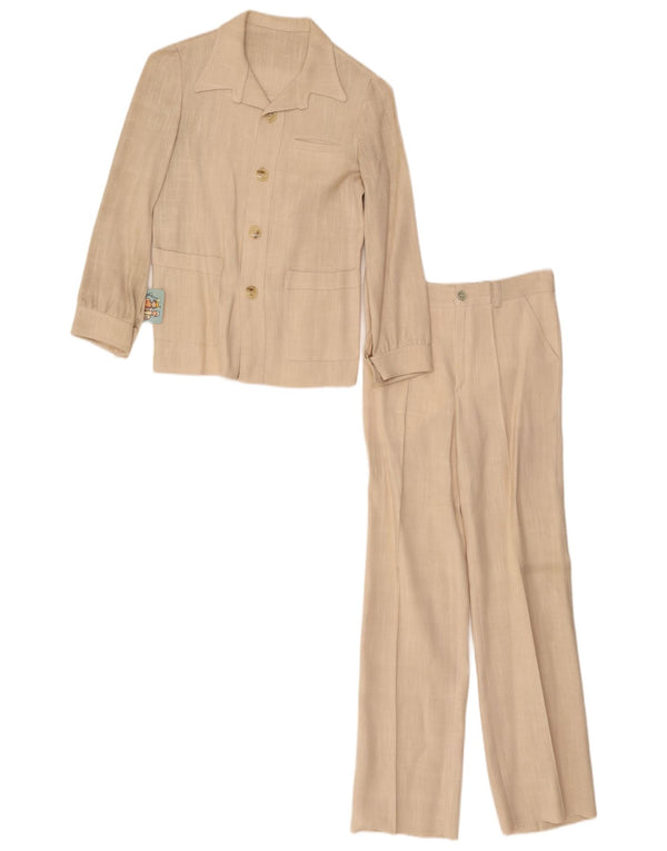 Vintage Damen 4-Knopf-2-teiliger Anzug EU 34 XS W26 L26 Beige Viskose