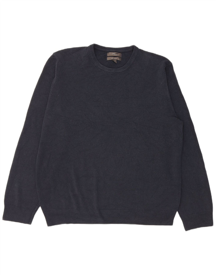 Marks & Spencer Herren-Pullover mit Rundhalsausschnitt, 2XL, Marineblau, Acryl