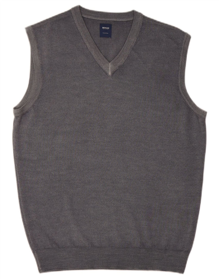Boggi Herren Weste Tank Top Mittelgraue Schurwolle