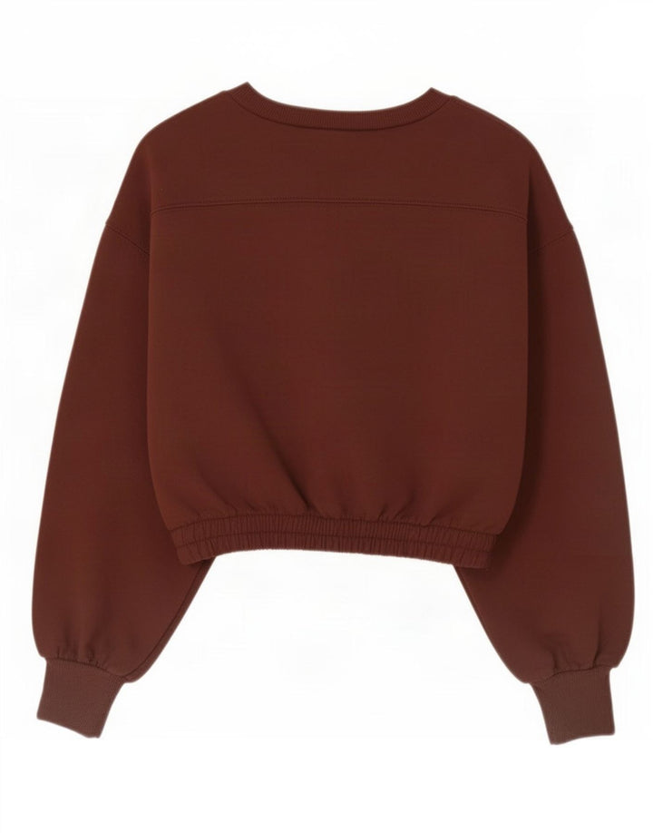 Zara Damen Crop Sweatshirt Pullover UK 10 Small Braun