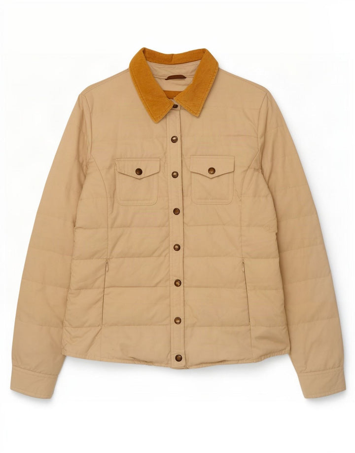 Massimo Dutti Damen Wattierte Jacke UK 16 Large Beige Baumwolle
