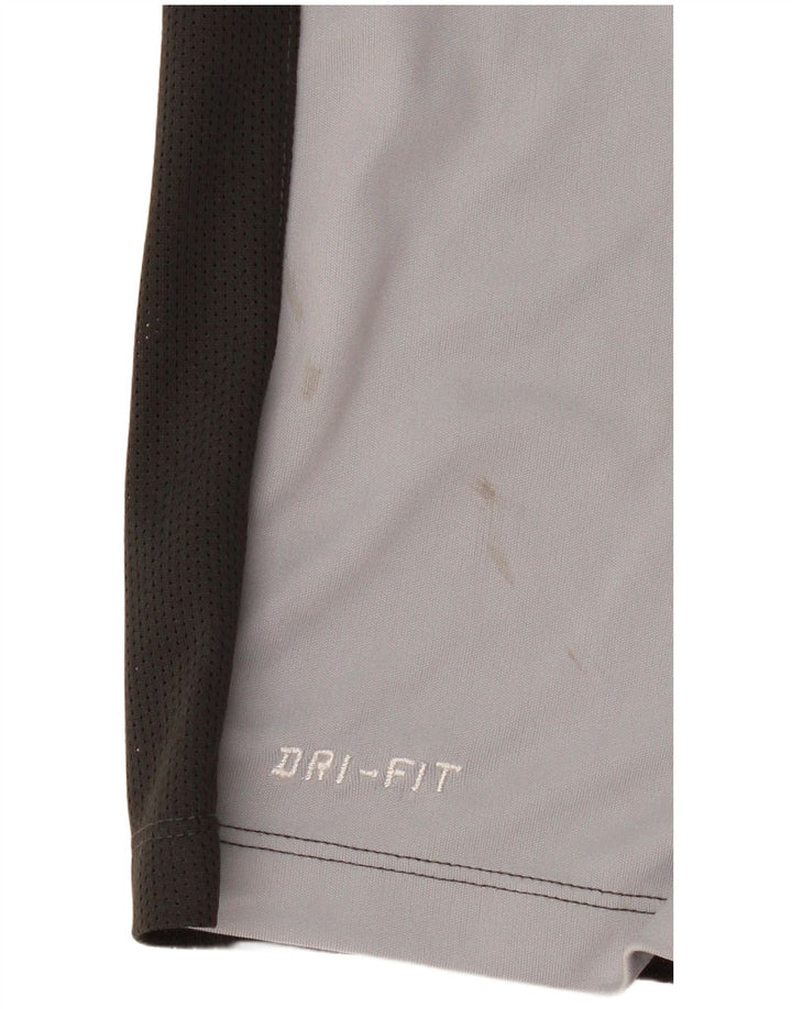 Nike Herren Dri Fit T-Shirt-Oberteil, großes graues Farbblock-Polyester