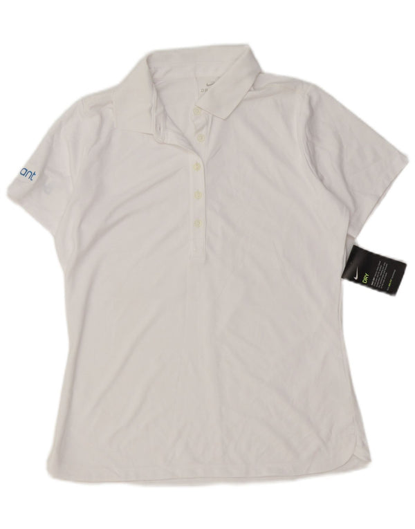 Nike Damen Dri Fit Poloshirt UK 12 Mittelweißes Polyester