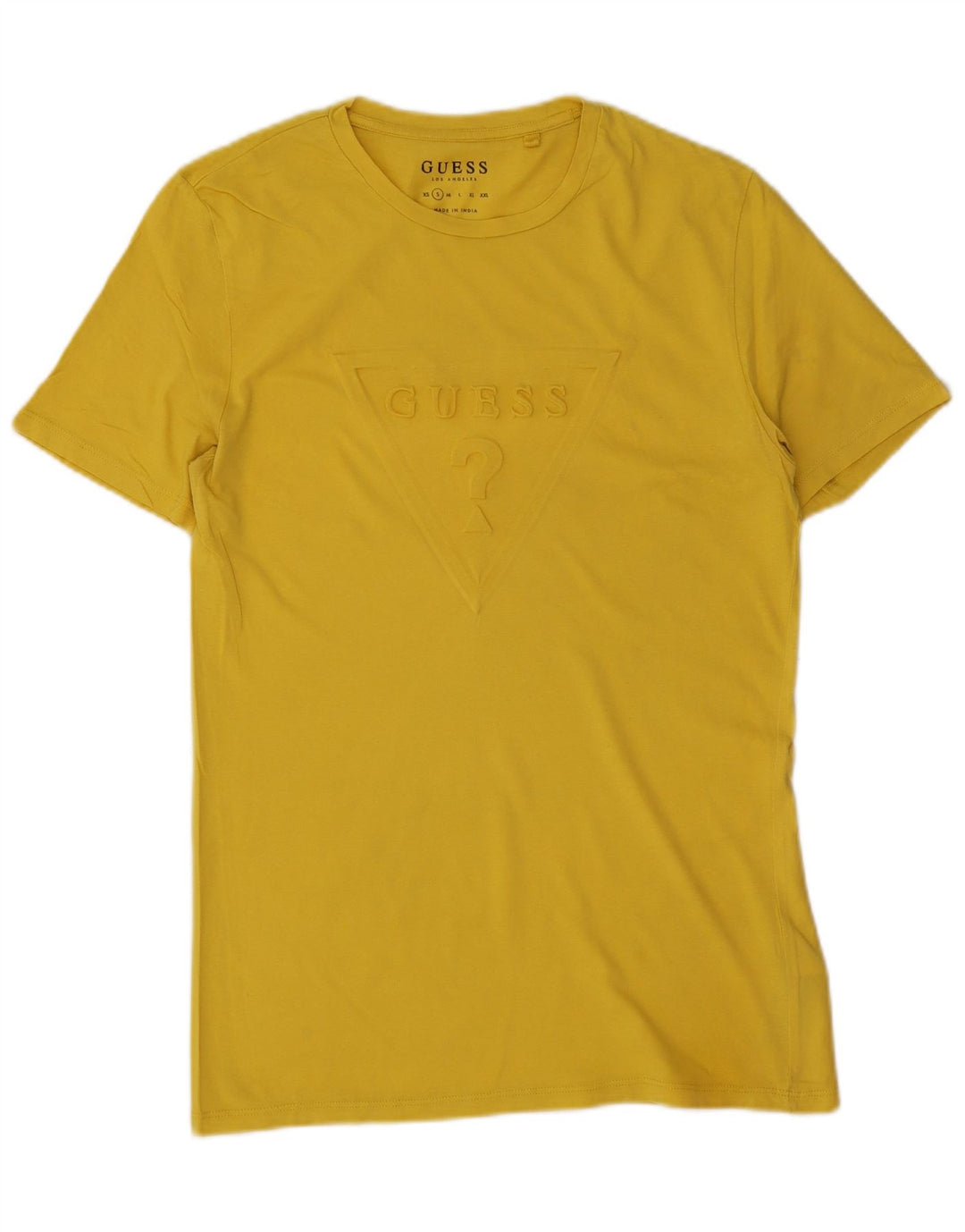 Guess Herren-T-Shirt mit Grafik, Größe S, gelbe Baumwolle