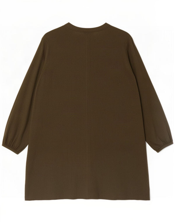 Benetton Damen Langarm-A-Linien-Kleid UK 14 Medium Khaki