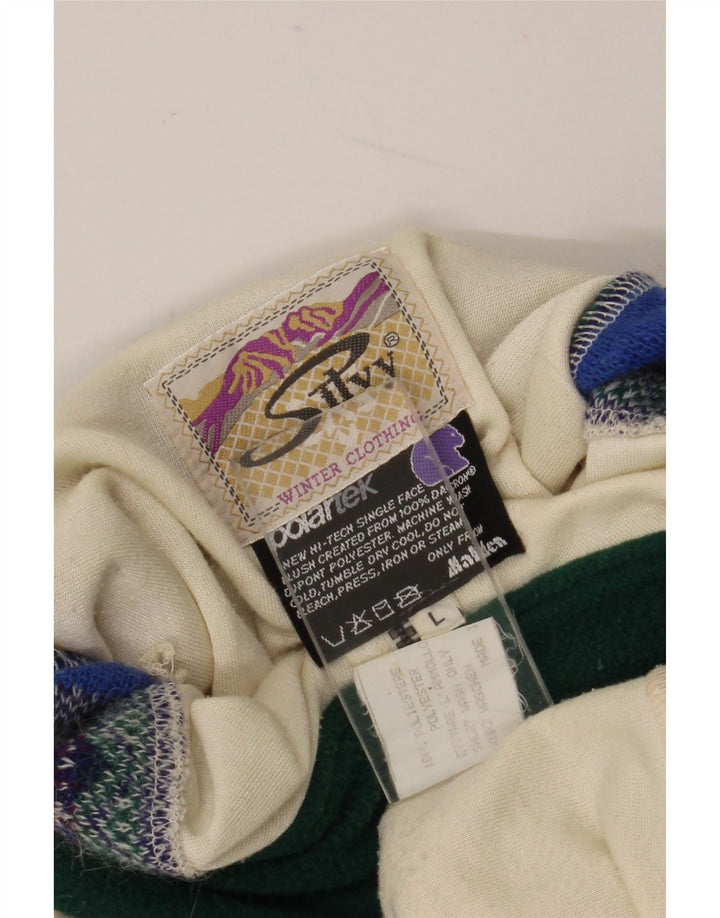 Silvy Damen-Fleecepullover mit Reißverschluss am Hals, UK 16, Größe L, Weiß, Farbblock-Polyester