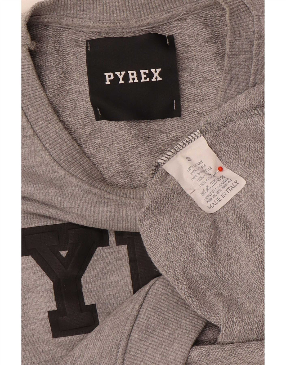 Pyrex Damen-Sweatshirt, übergroß, Crop Graphic, Gr. 10, Größe S, Grau