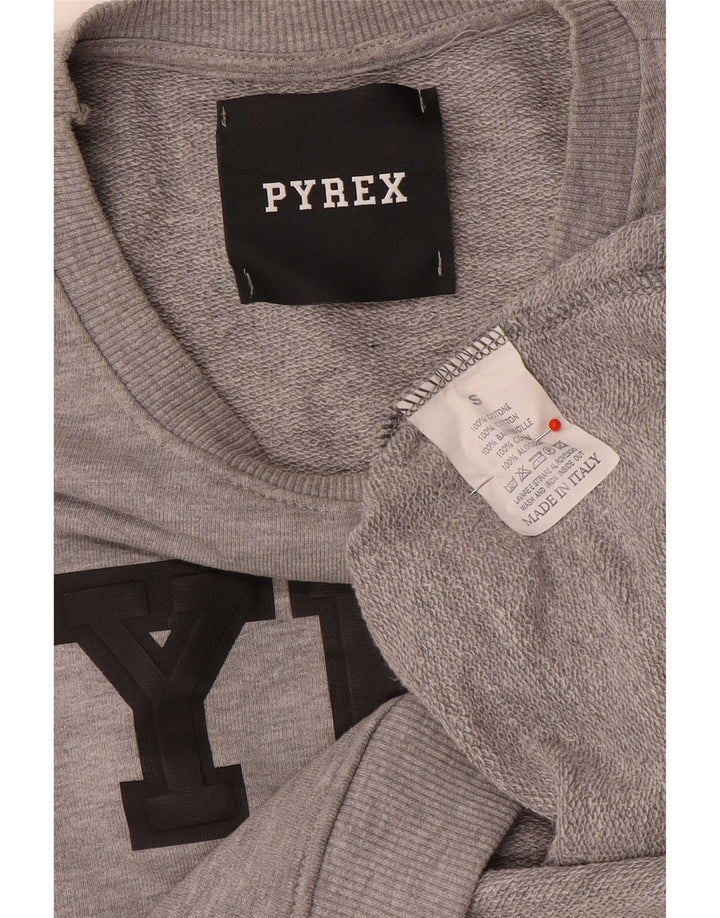 Pyrex Damen-Sweatshirt, übergroß, Crop Graphic, Gr. 10, Größe S, Grau