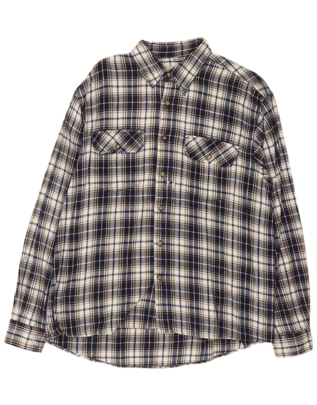 Vintage Herren Flanellhemd XL Marineblau kariert Baumwolle