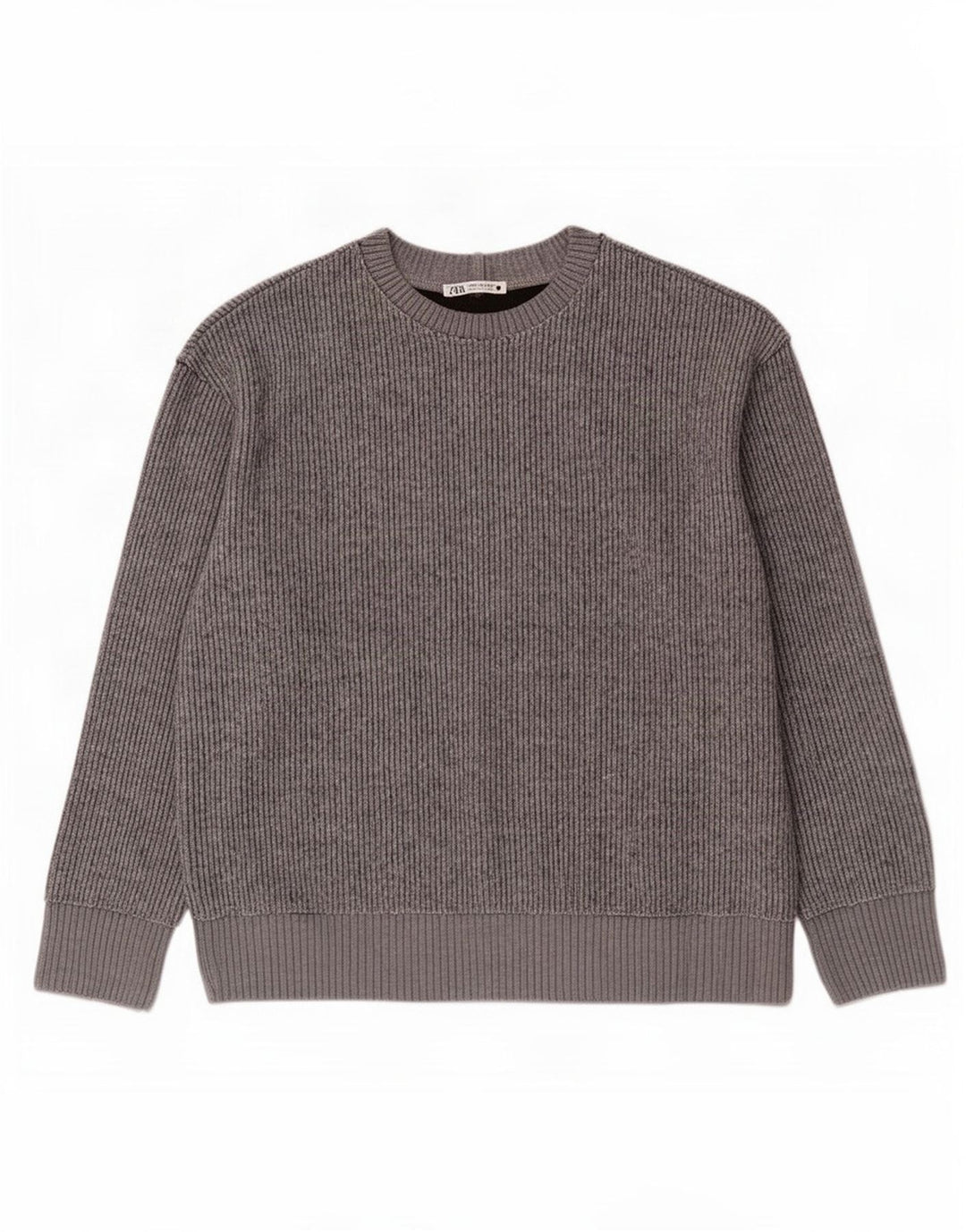 Zara Damen-Pullover mit Rundhalsausschnitt, UK 14, Mittelgrau, Polyester