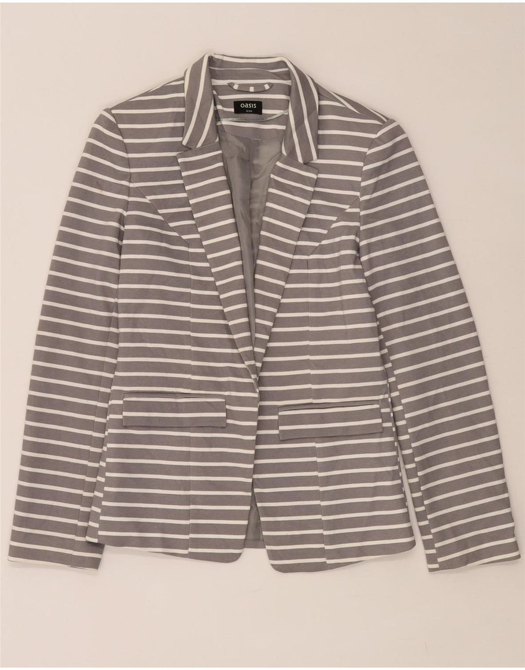 Offene Blazer-Jacke für Damen von Oasis, Gr. 8, klein, grau gestreift, Polyester