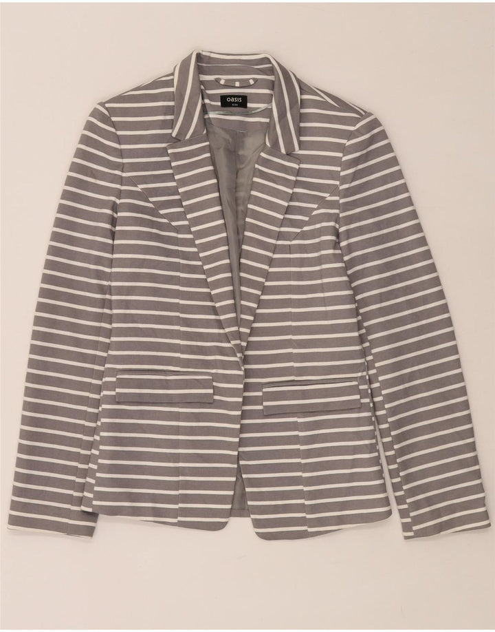 Offene Blazer-Jacke für Damen von Oasis, Gr. 8, klein, grau gestreift, Polyester
