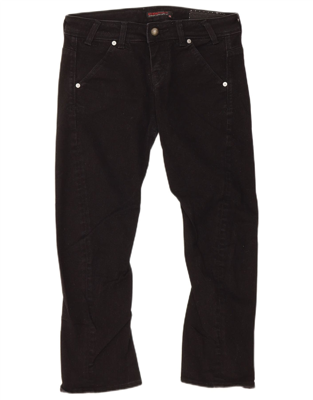 Guess Damen-Cropped-Jeans, W28, L23, schwarze Baumwolle