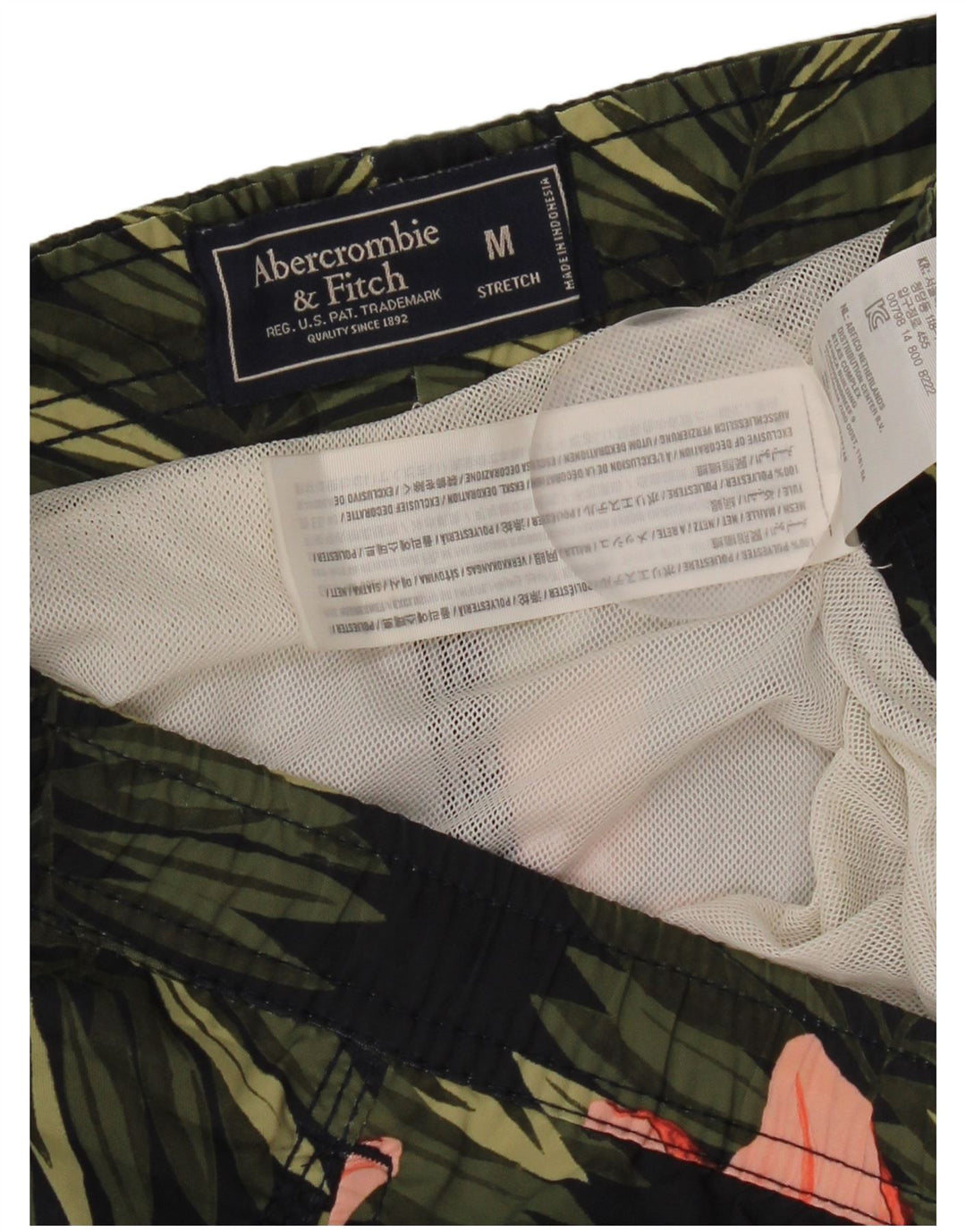 Abercrombie & Fitch Herren-Badeshorts, Mittelschwarzes, geblümtes Polyester