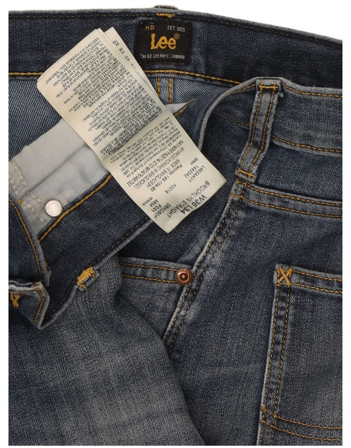 Lee Herren Brooklyn Straight Jeans W36 L34 Blaue Baumwolle