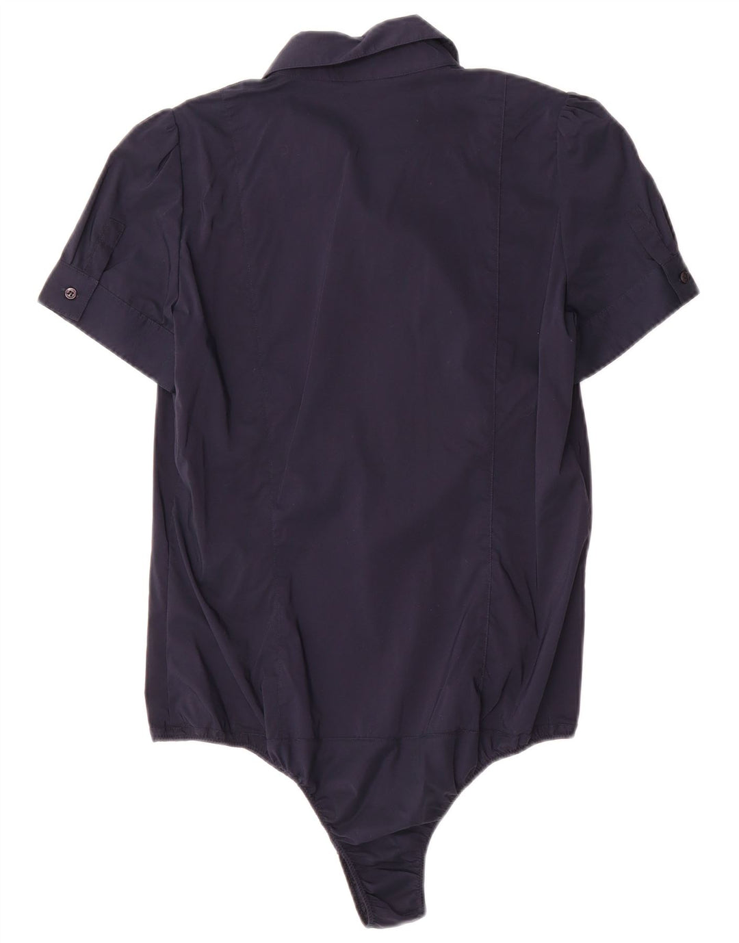 Atos Lombardini Damen Hemd-Bodysuit mit Rüschen vorne IT 46 Large Marineblau