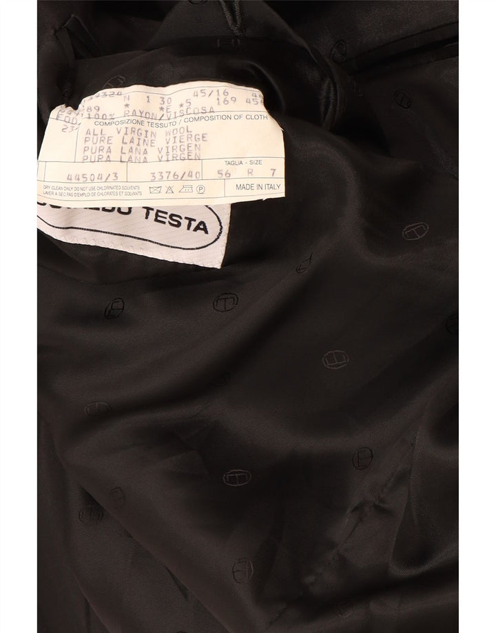 Osvaldo Testa Herren Zweireiher Blazer Jacke UK 40 Large Schwarz