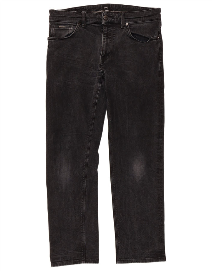Hugo Boss Herren Straight Jeans W32 L27 Graue Baumwolle