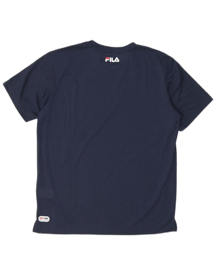 Fila Herren Grafik-T-Shirt-Oberteil Mittelmarineblaues Polyester