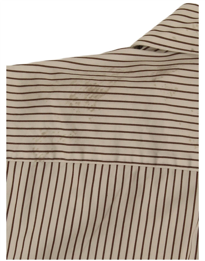Massimo Dutti Herrenhemd Größe 44 17 1/2 XL Off White Nadelstreifen