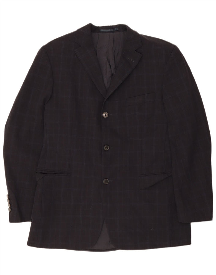 Hugo Boss Herren-Blazer mit 3 Knöpfen, Gr. 38, mittelmarineblau kariert