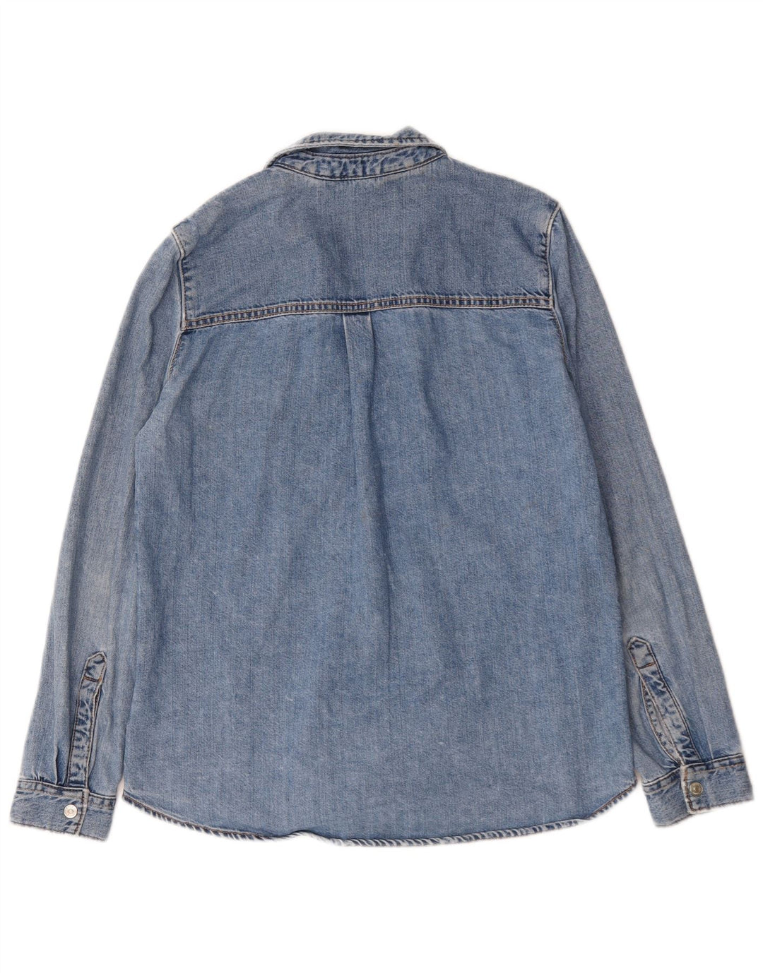 Zara Damen Jeanshemd UK 14 Mittelblaue Baumwolle