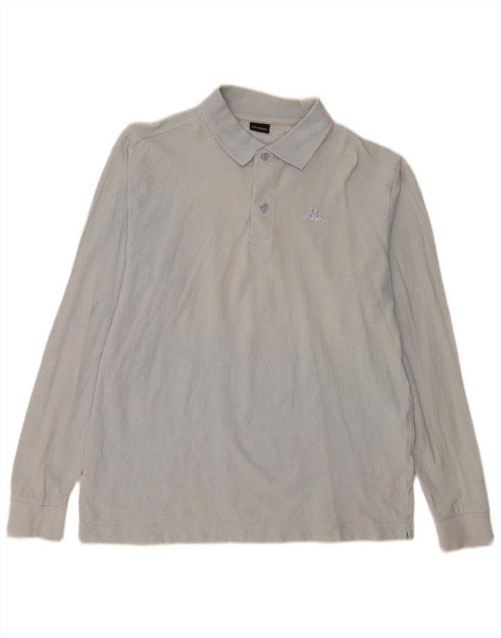 KAPPA Herren-Langarm-Poloshirt aus mittelblauer Baumwolle