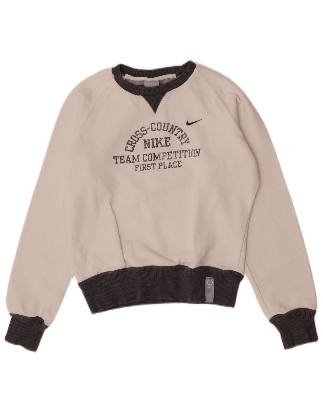 Nike Womens Graphic Sweatshirt Pullover UK 8/10 Small Weiß Farbblock