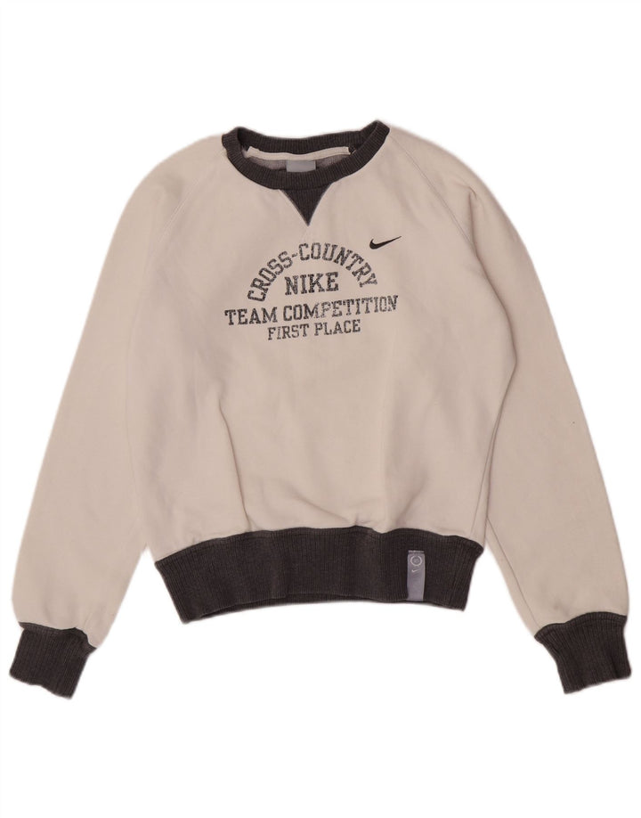 Nike Womens Graphic Sweatshirt Pullover UK 8/10 Small Weiß Farbblock