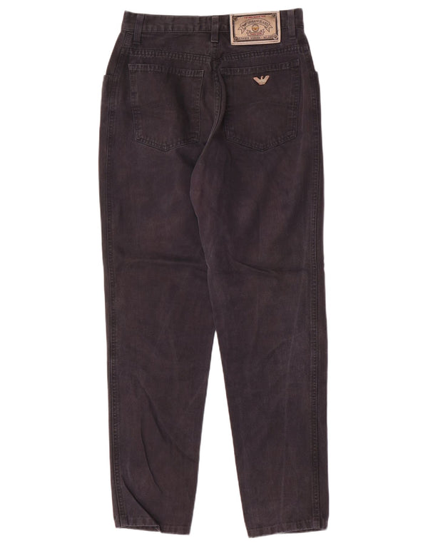 Armani Damen High Waist Tapered Jeans W28 L29 Schwarze Baumwolle