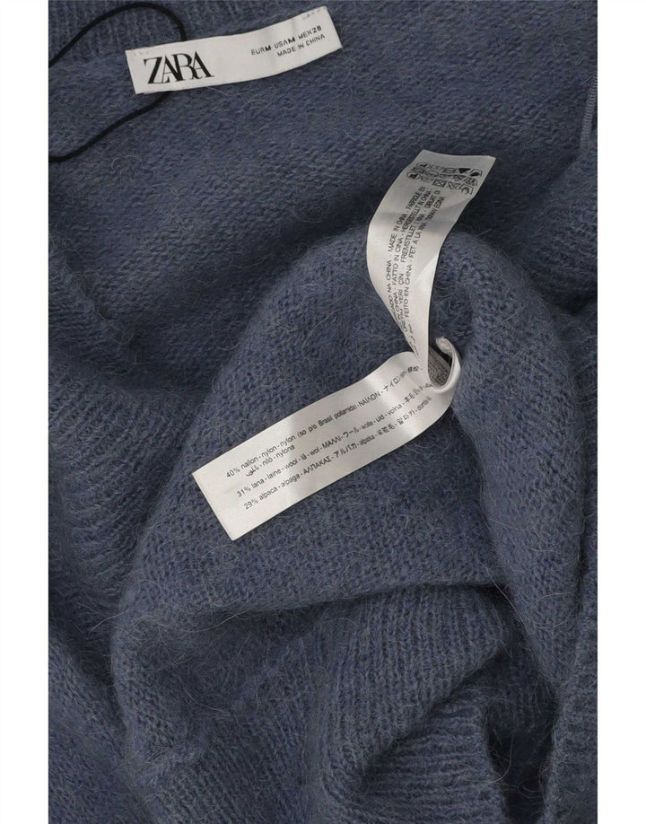 Übergroßer Bolero-Pullover von Zara für Damen, UK 14, mittelblaues Nylon