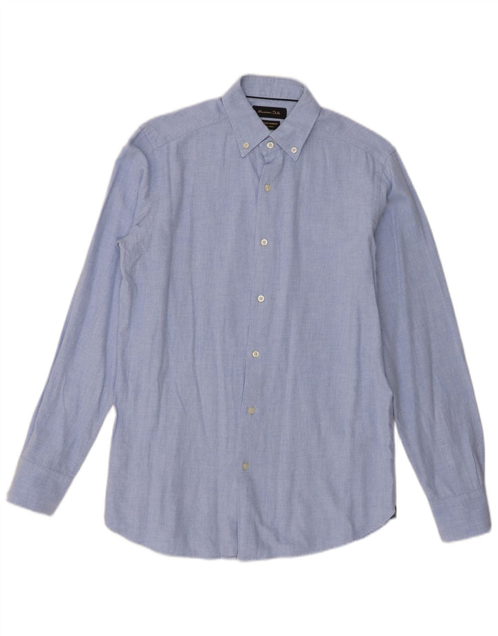 Massimo Dutti Herrenhemd, klein, aus blauer Baumwolle