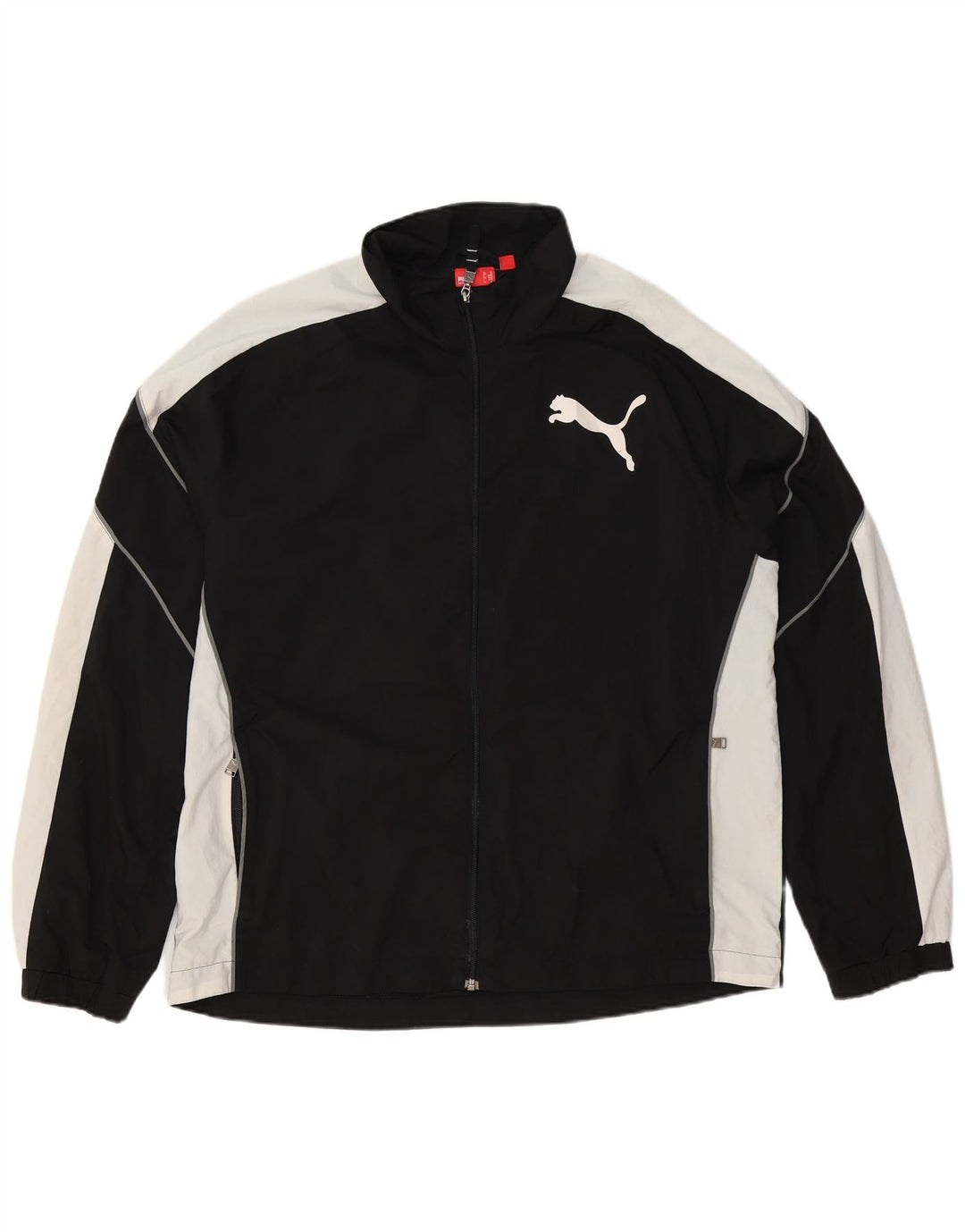 Puma Herren-Trainingsanzug-Top-Jacke XL, schwarzes Farbblock-Polyester