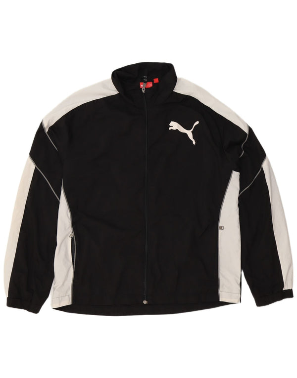 Puma Herren-Trainingsanzug-Top-Jacke XL, schwarzes Farbblock-Polyester