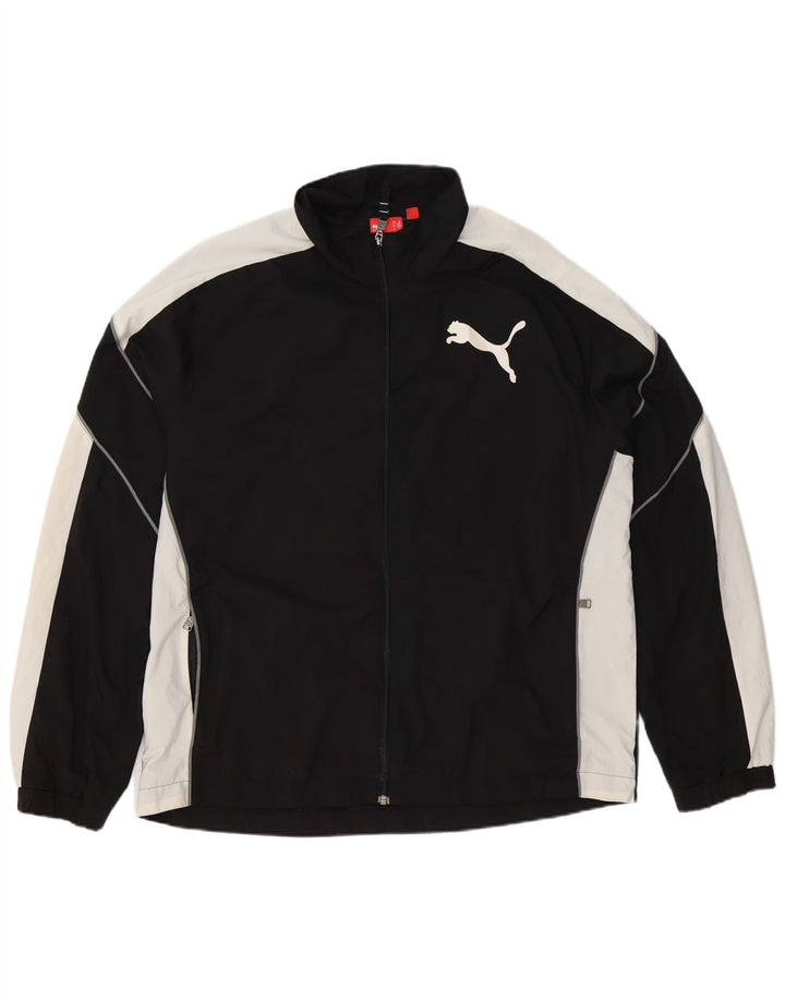 Puma Herren-Trainingsanzug-Top-Jacke XL, schwarzes Farbblock-Polyester