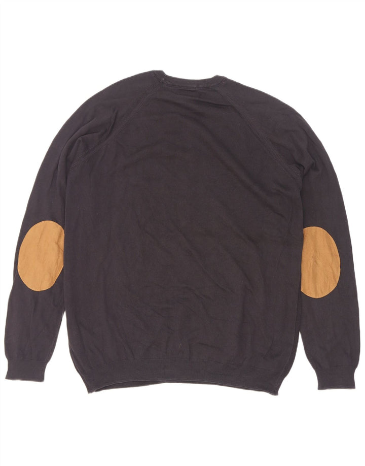 Zara Herren-Pullover mit Rundhalsausschnitt, groß, aus schwarzer Baumwolle