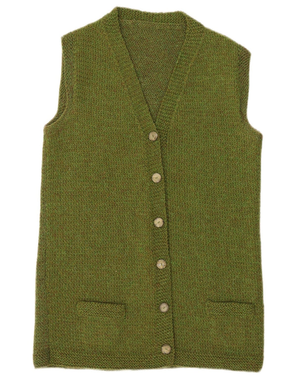 Vintage Damen Longline Ärmelloser Cardigan Pullover UK 14 Mittelgrün