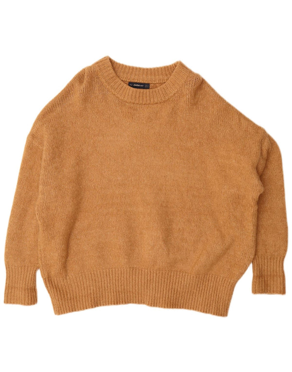 Zara Damen-Pullover, übergroß, U-Boot-Ausschnitt, Gr. 14, Mittelbraun
