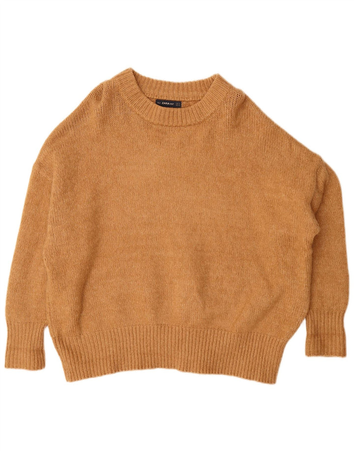 Zara Damen-Pullover, übergroß, U-Boot-Ausschnitt, Gr. 14, Mittelbraun