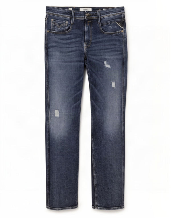 Replay Damen Anbass Distressed Slim Jeans W32 L32 Blaue Baumwolle
