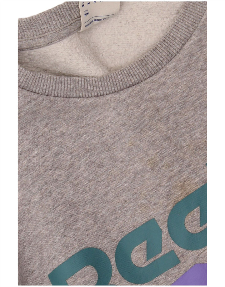 Reebok Herren Grafik-Sweatshirt-Pullover aus mittelgrauer Baumwolle