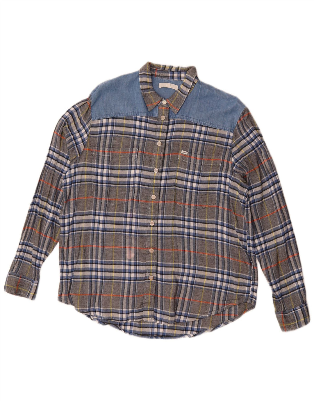 Lee Damen Flanellhemd UK 16 Large Grau karierte Viskose