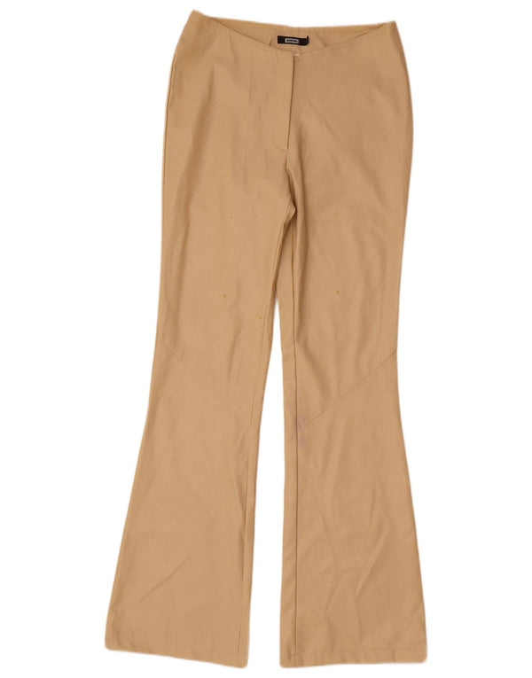 Nikita Womens Flare Faux Leather Trousers UK 10 Small 27 L32 Beige