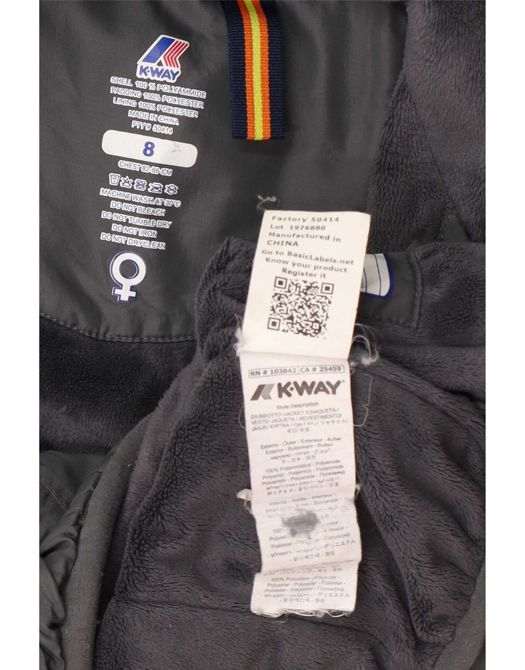 K-Way Damen-Windbreakerjacke mit Kapuze, Größe S, Größe S, Grau, Polyamid