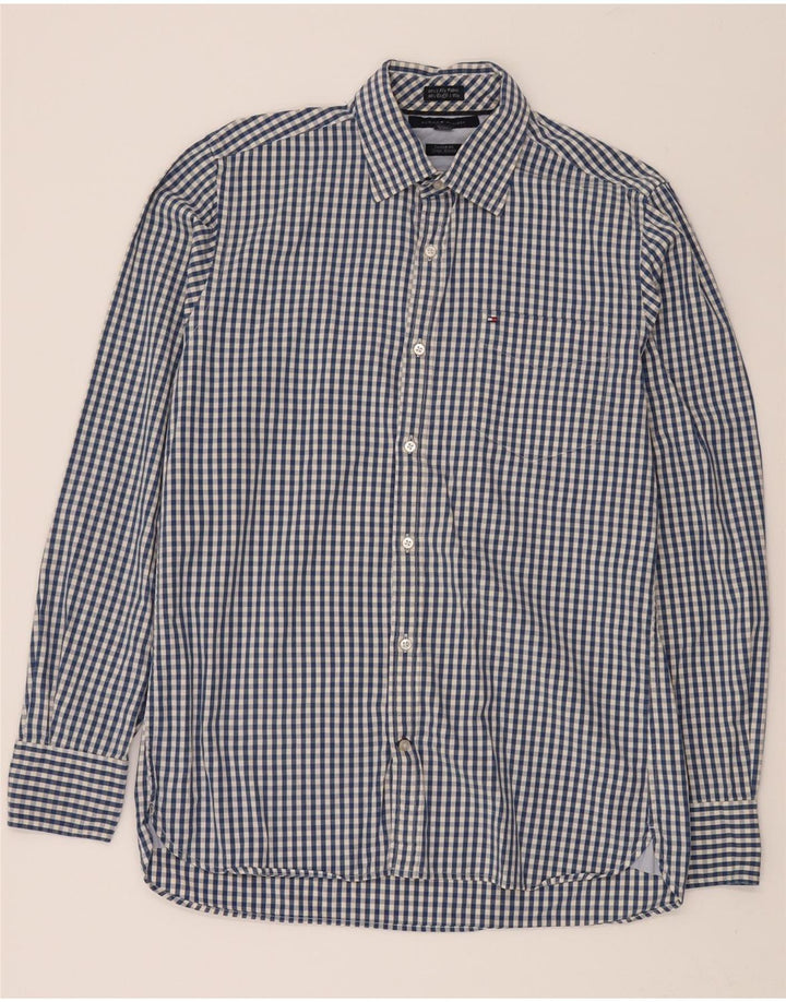 TOMMY HILFIGER Mens Coupe Ajustee Shirt Size 14 1/2 15 Small Blue Gingham Vintage Tommy Hilfiger and Second-Hand Tommy Hilfiger from Messina Hembry 