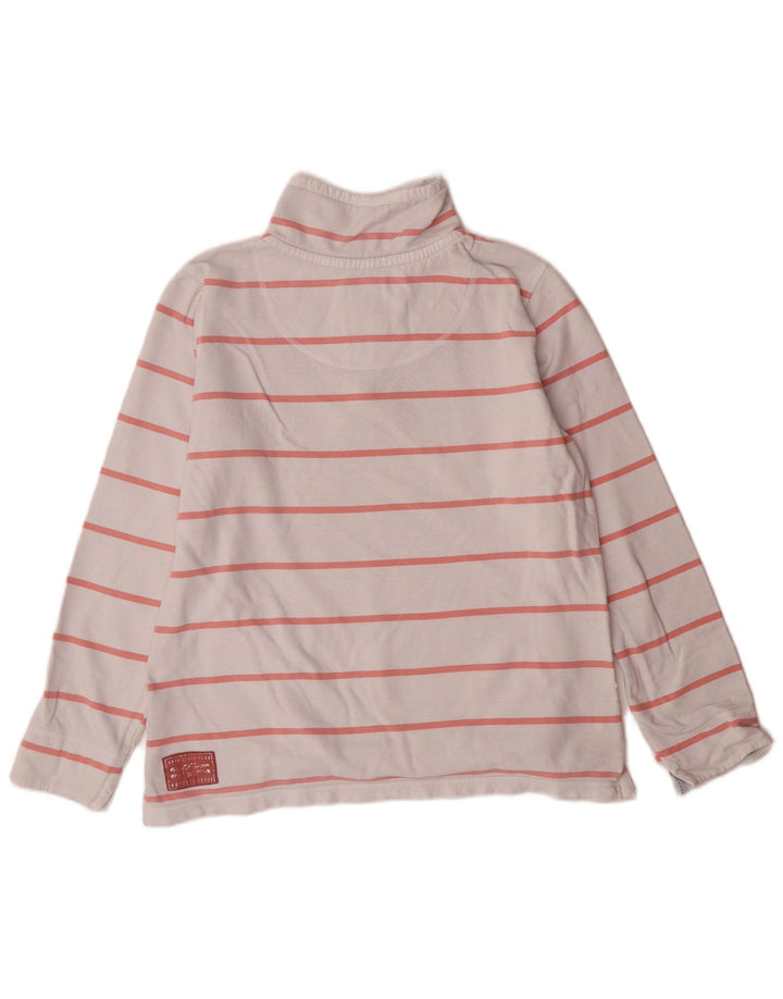 CREW CLOTHING Damen-Sweatshirt mit Reißverschluss am Hals, UK 12, mittelweiß gestreift