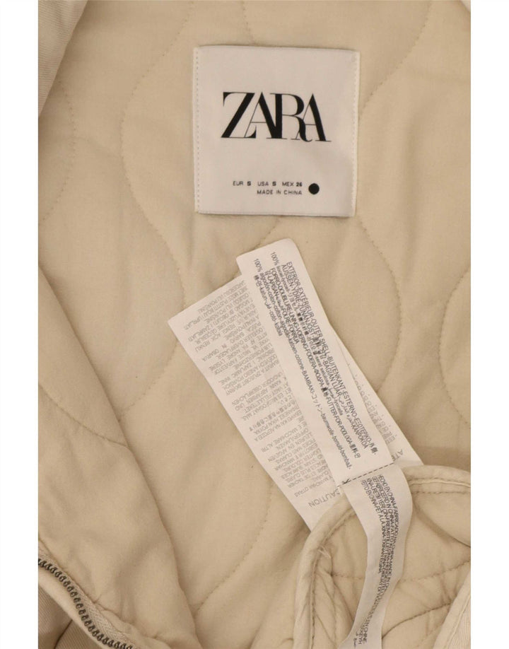 Zara Damen Übergroße Steppjacke UK 10 Small Beige Baumwolle