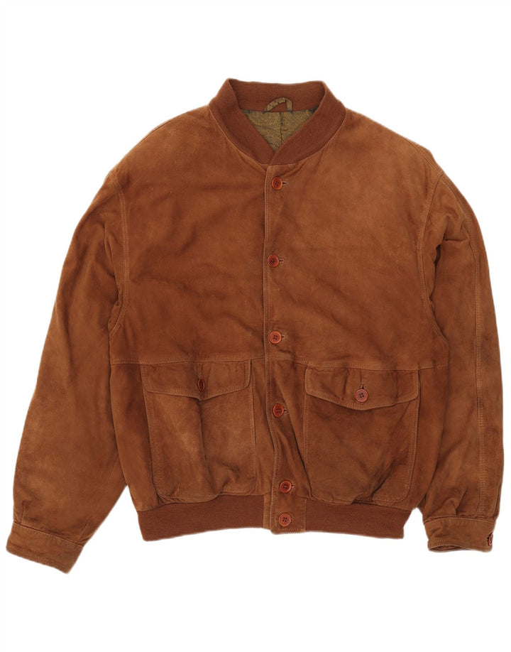 Vintage Herren Wildleder Bomberjacke IT 54 2XL Braunes Leder
